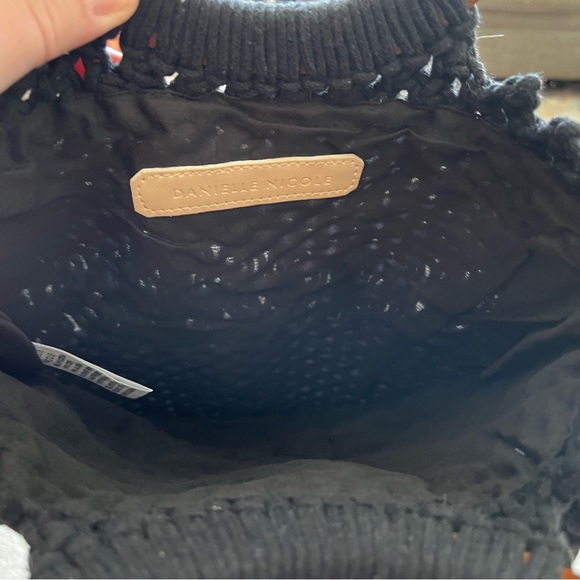 DANIELLE NICOLE NWT Macrame Bag Black Fringe Boho Trendy Stylish Festival - Picture 5 of 11